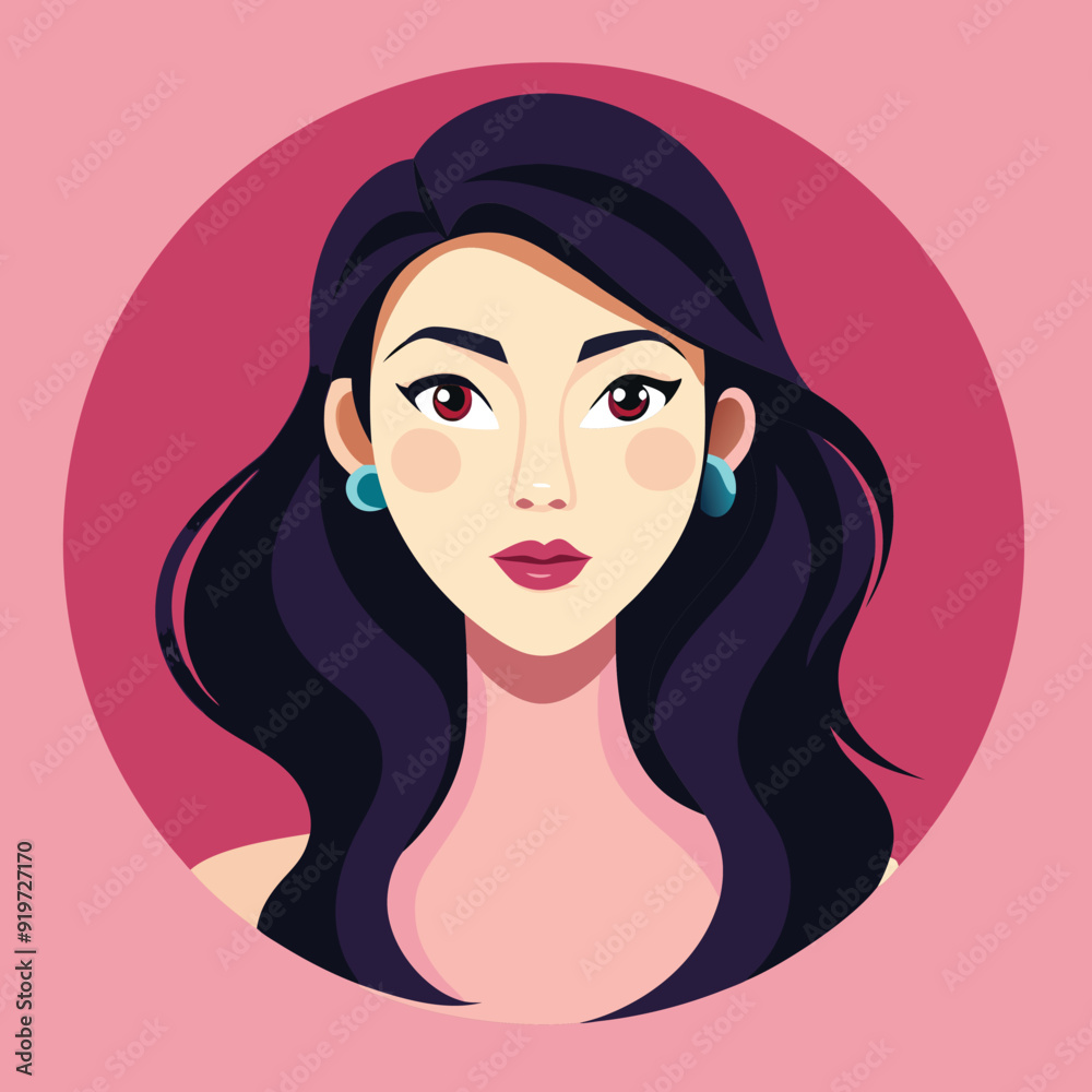 Beauty woman avatar female cartoon profile icon illustration