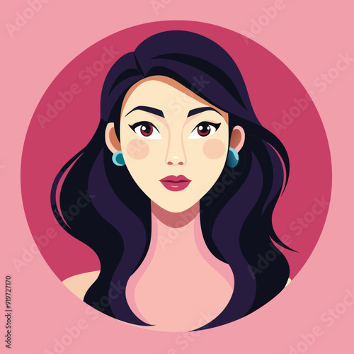 Beauty woman avatar female cartoon profile icon illustration