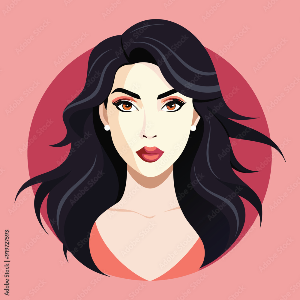 Beauty woman avatar female cartoon profile icon illustration Beauty woman avatar female cartoon profile icon illustration