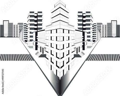 two vanishing point city vector perspective