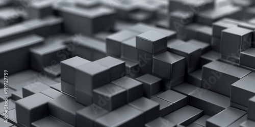 Grey, Multisized Blocks Neatly Arranged to create a Contemporary Tech Banner. photo