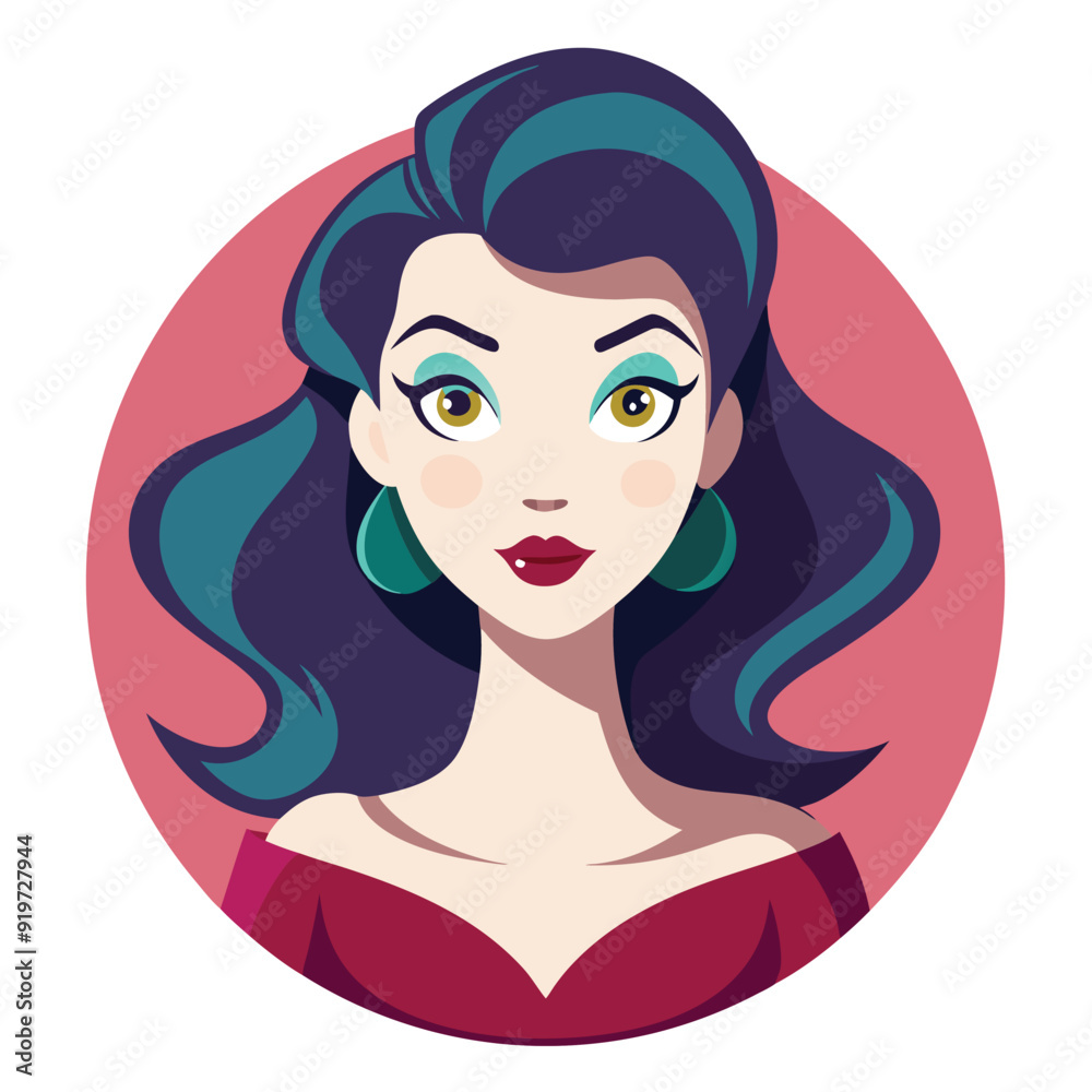 Beauty woman avatar female cartoon profile icon illustration Beauty woman avatar female cartoon profile icon illustration