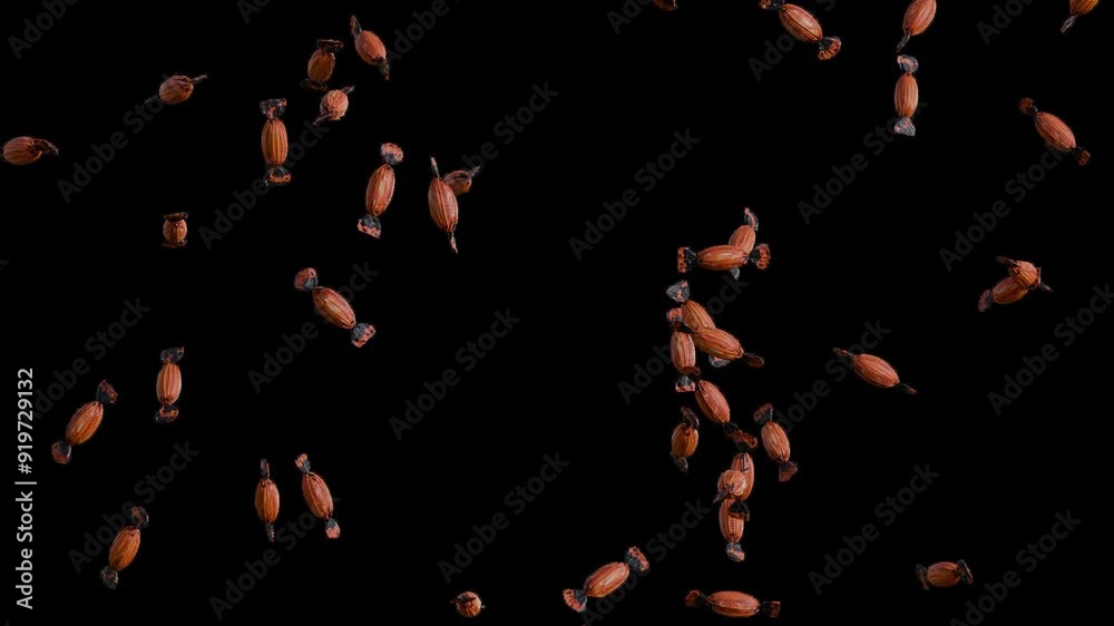 Flying candies in Halloween, transparent background 3D animation. Flying candies in Halloween, transparent background 3D animation.
