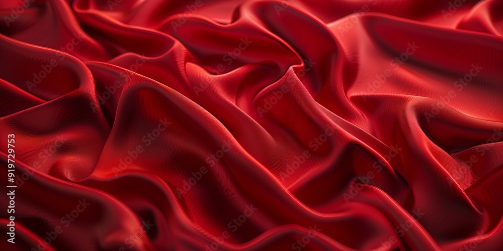 Obraz premium Red Textile with Wrinkles and Folds. Colorful Luxury Surface Background.