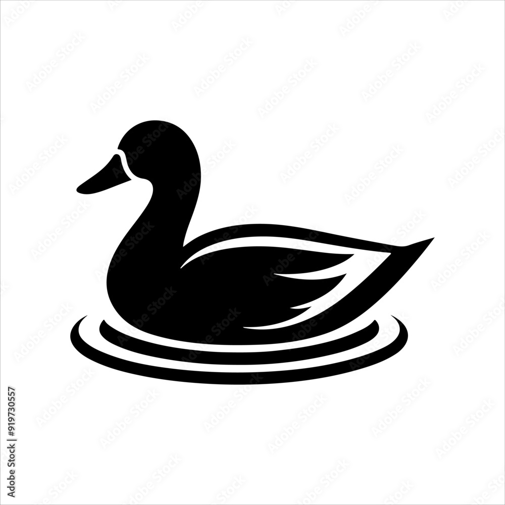 Duck with water icon silhouette vector illustration design on white background. Duck with water icon silhouette vector illustration design on white background.