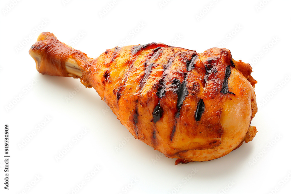 delicious grilled chicken leg on white background delicious grilled chicken leg on white background