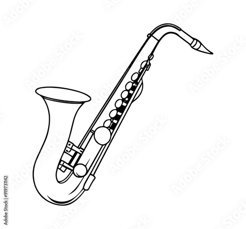 saxophone line art vector illustration