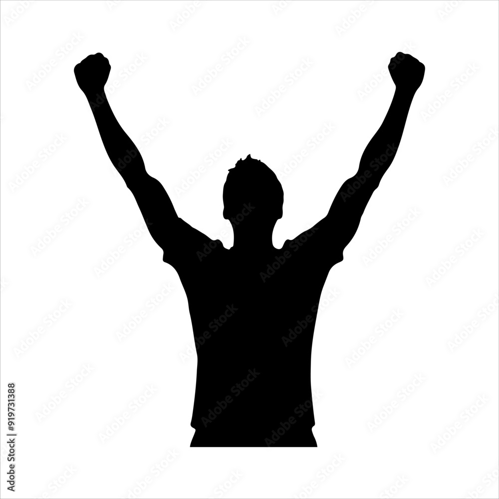 Man celebrating silhouette vector illustration design on white background. Man celebrating silhouette vector illustration design on white background.