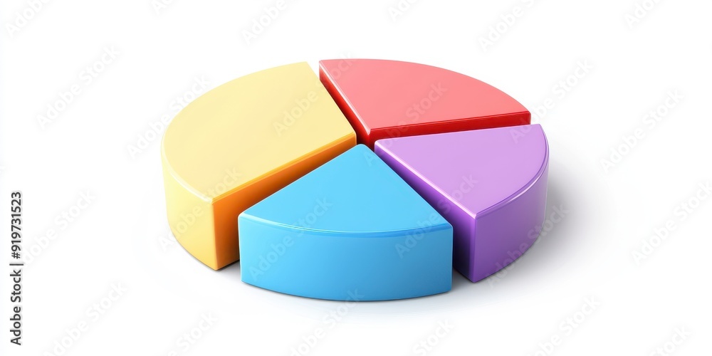 Colorful pie chart composed of four sections, ideal for presentations or educational materials on data visualization. Colorful pie chart composed of four sections, ideal for presentations or educational materials on data visualization.