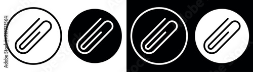 Paper clip icon. Link icon, paperclip icon vector set. Attached file sign, Office document attachment, Paper clip icons collection. Editable stroke.