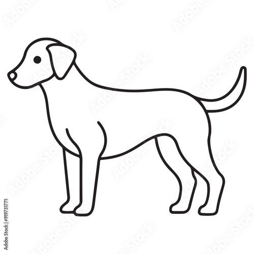 Vector black and white illustration of a sitting dog isolated on a white background.