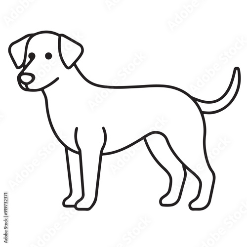 Vector black and white illustration of a sitting dog isolated on a white background.