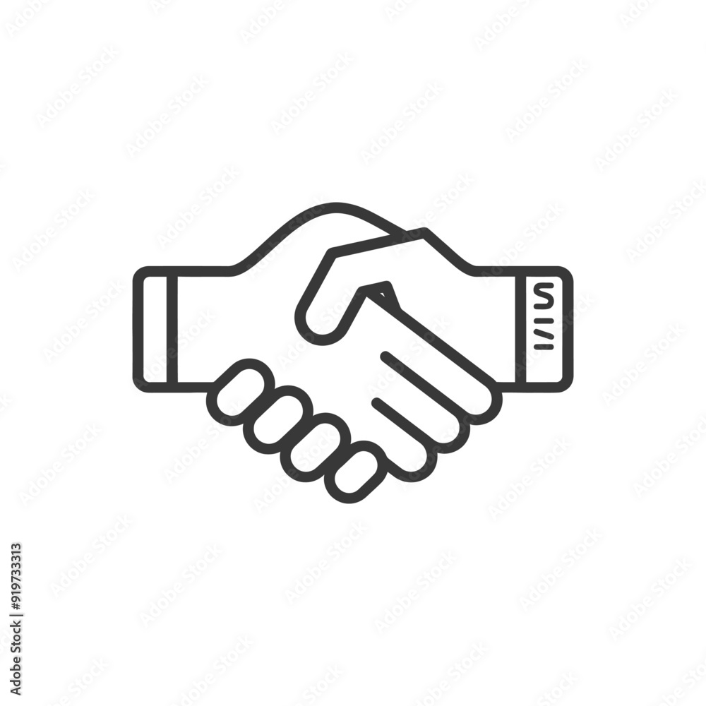 Naklejka premium Line Art Illustration of a Handshake