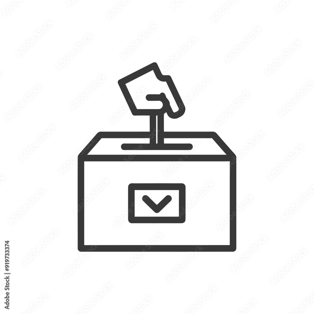 Line art illustration of a hand placing a ballot into a ballot box Line art illustration of a hand placing a ballot into a ballot box