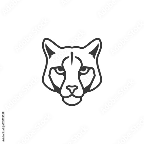 Line Art Illustration of a Cougars Head