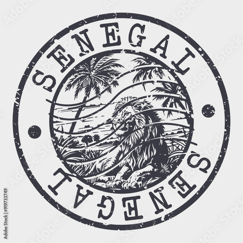 Senegal Stamp Postal. Silhouette Seal. Passport Round Design. Vector Icon. Design Retro Travel. National Symbol.