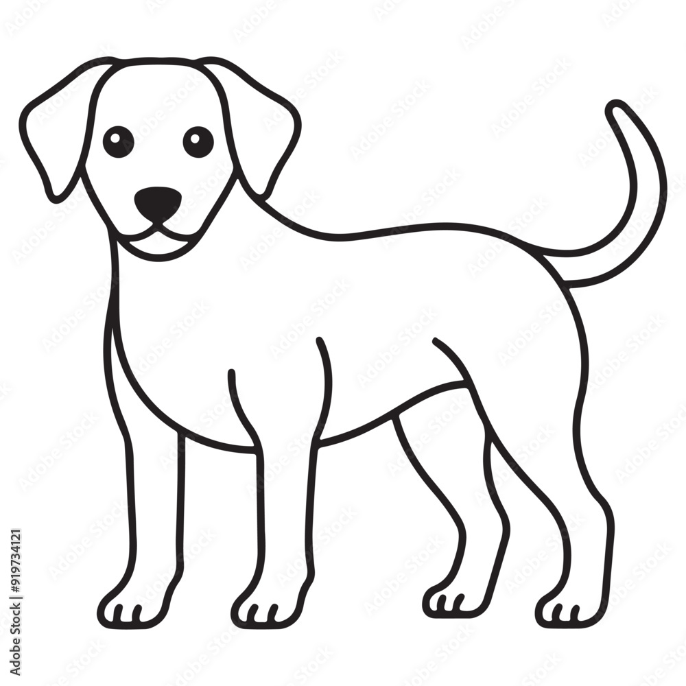 Vector black and white illustration of a sitting dog isolated on a white background. Vector black and white illustration of a sitting dog isolated on a white background.