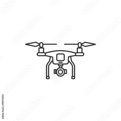 Line Art Illustration of a Drone with a Camera