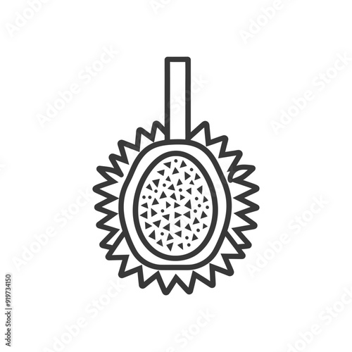 Line Art Illustration of a Durian Fruit