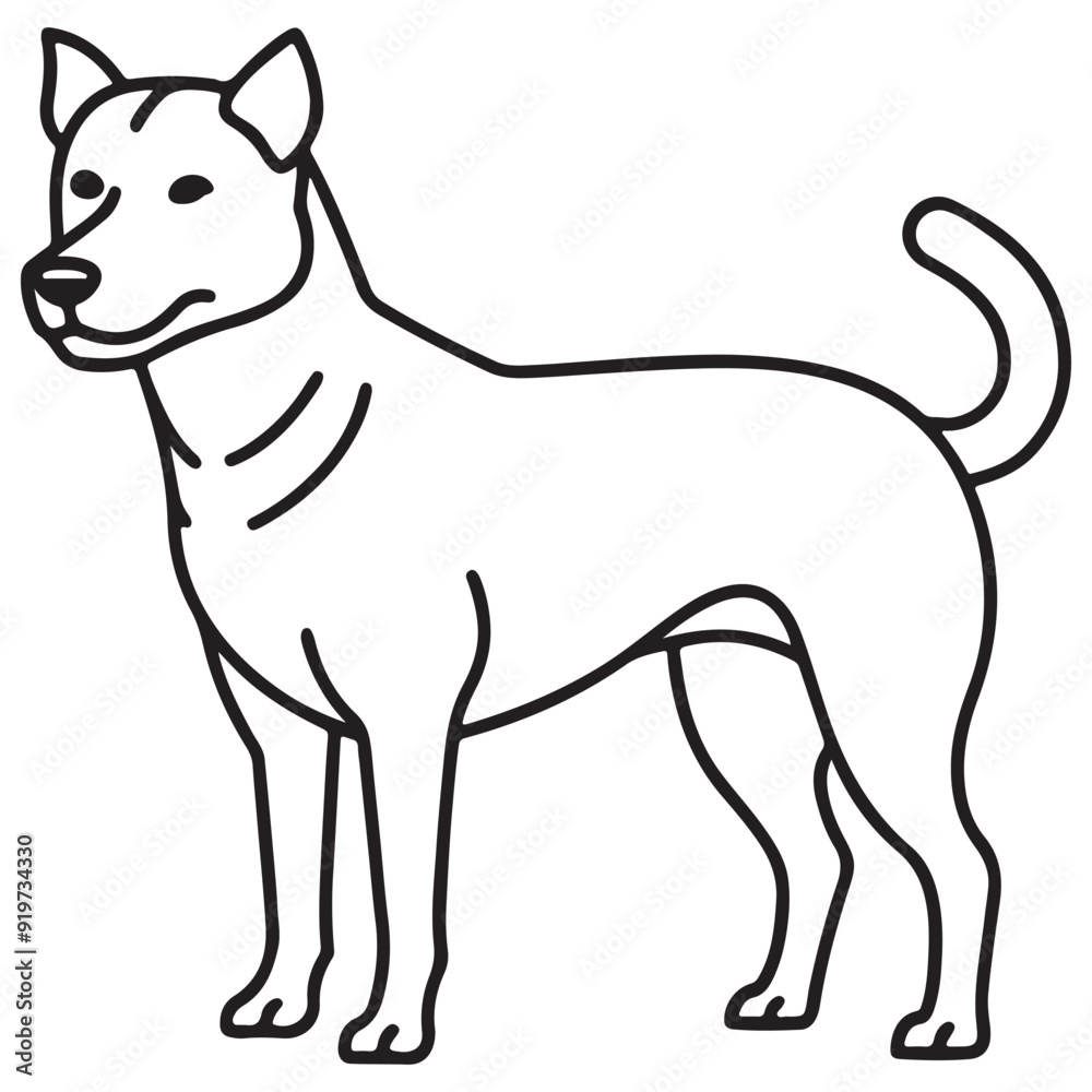 Vector black and white illustration of a sitting dog isolated on a white background. Vector black and white illustration of a sitting dog isolated on a white background.