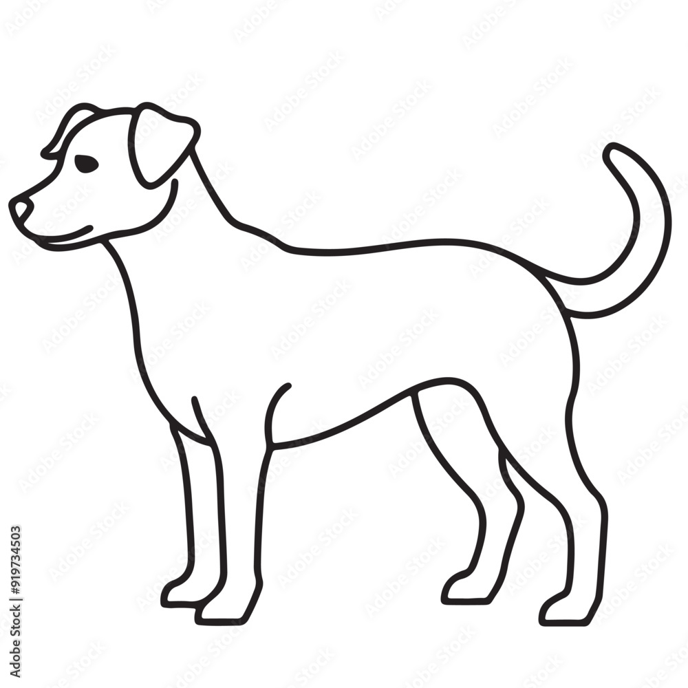 Vector black and white illustration of a sitting dog isolated on a white background. Vector black and white illustration of a sitting dog isolated on a white background.