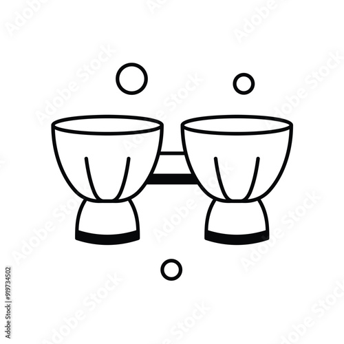 bongos line icon with white background vector stock illustration