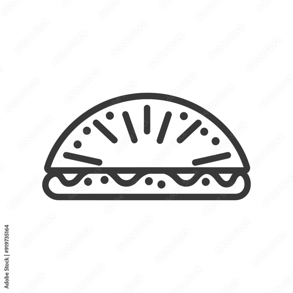 Line Art Illustration of a Half Eaten Sandwich Line Art Illustration of a Half Eaten Sandwich