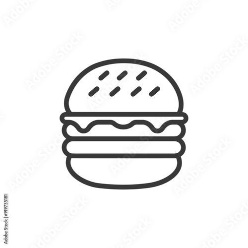 Line Art Illustration of a Hamburger