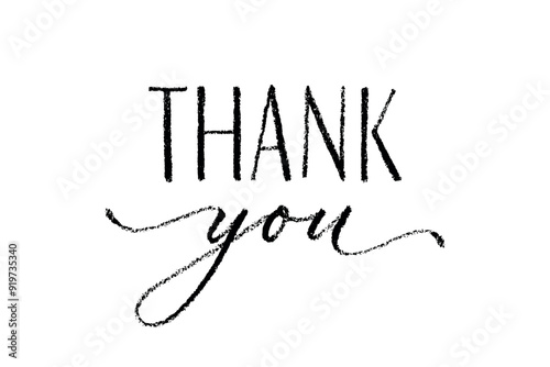 Thank you ink brush vector lettering. Thank you modern phrase handwritten vector calligraphy with swooshes. Postcard, greeting card, t shirt print. Black paint lettering isolated on white background.