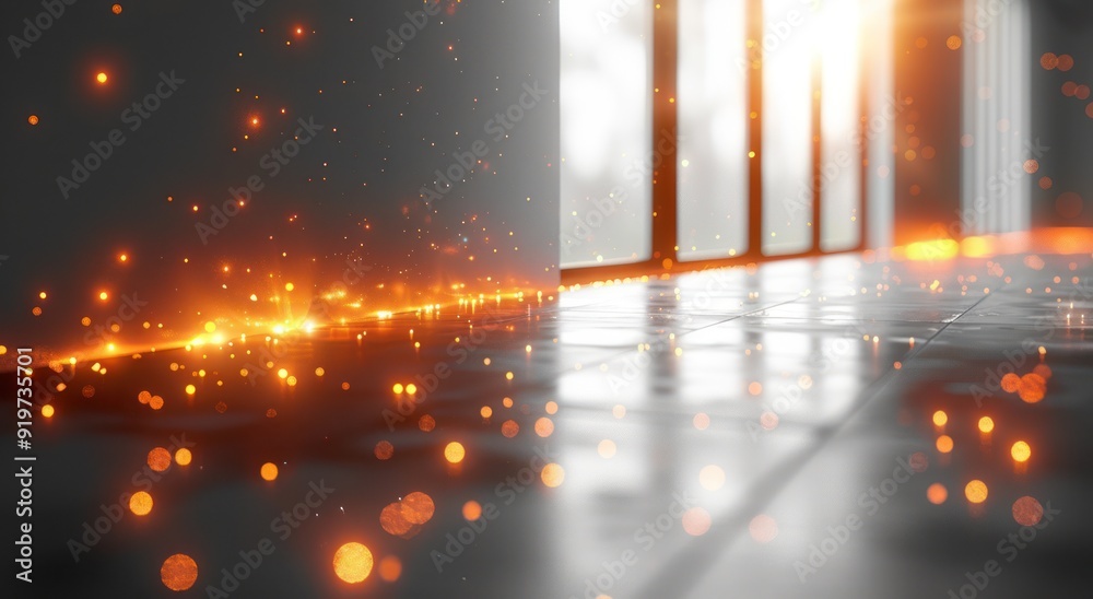 Fototapeta premium Sparkling Interior with Golden Lights