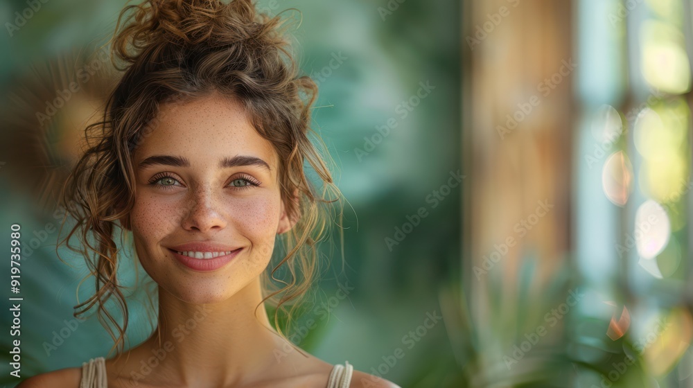 Smiling Woman With Curly Hair Smiling Woman With Curly Hair