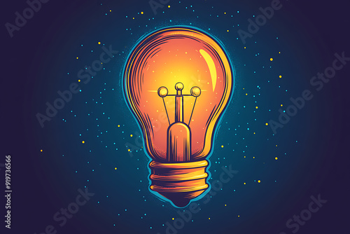 Bright Yellow Lightbulb Illustration on Background 