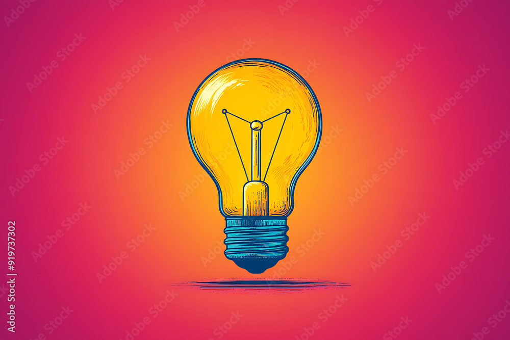 Illustrated light bulb glowing brightly on a vibrant background, symbolizing creativity, innovation, and bright ideas. Illustrated light bulb glowing brightly on a vibrant background, symbolizing creativity, innovation, and bright ideas.