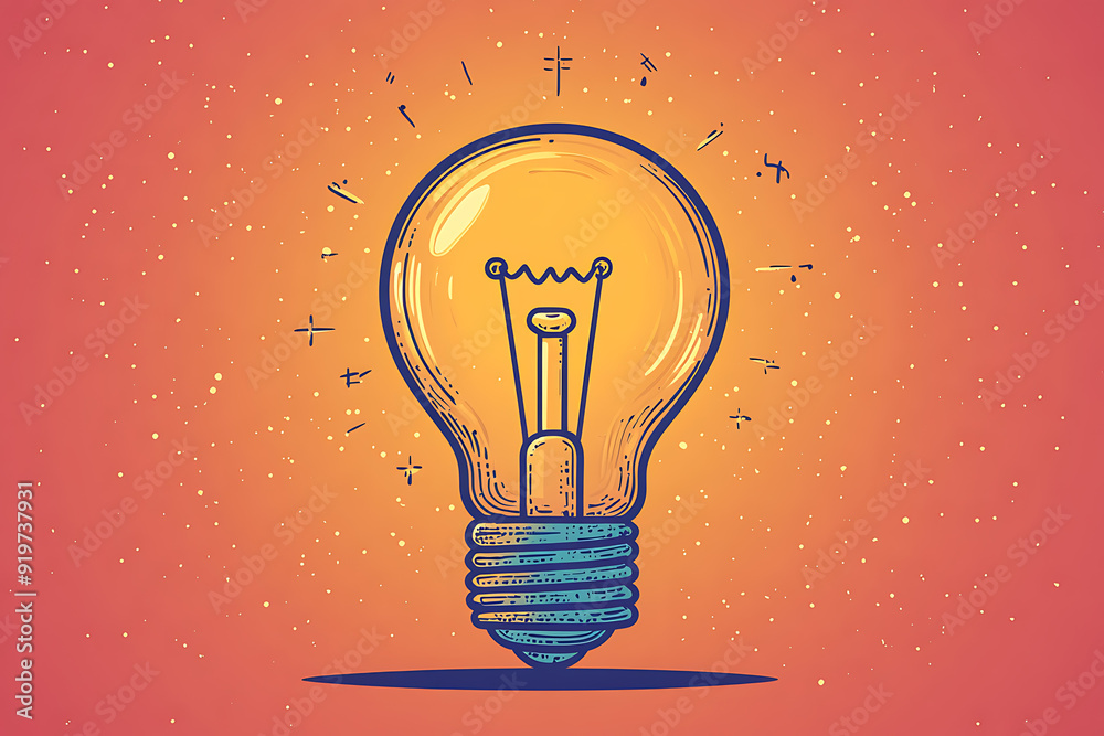 Illustrated lightbulb glowing brightly on a vibrant background, symbolizing creativity, innovation, and bright ideas.
Illustrated lightbulb glowing brightly on a vibrant background, symbolizing creativity, innovation, and bright ideas.