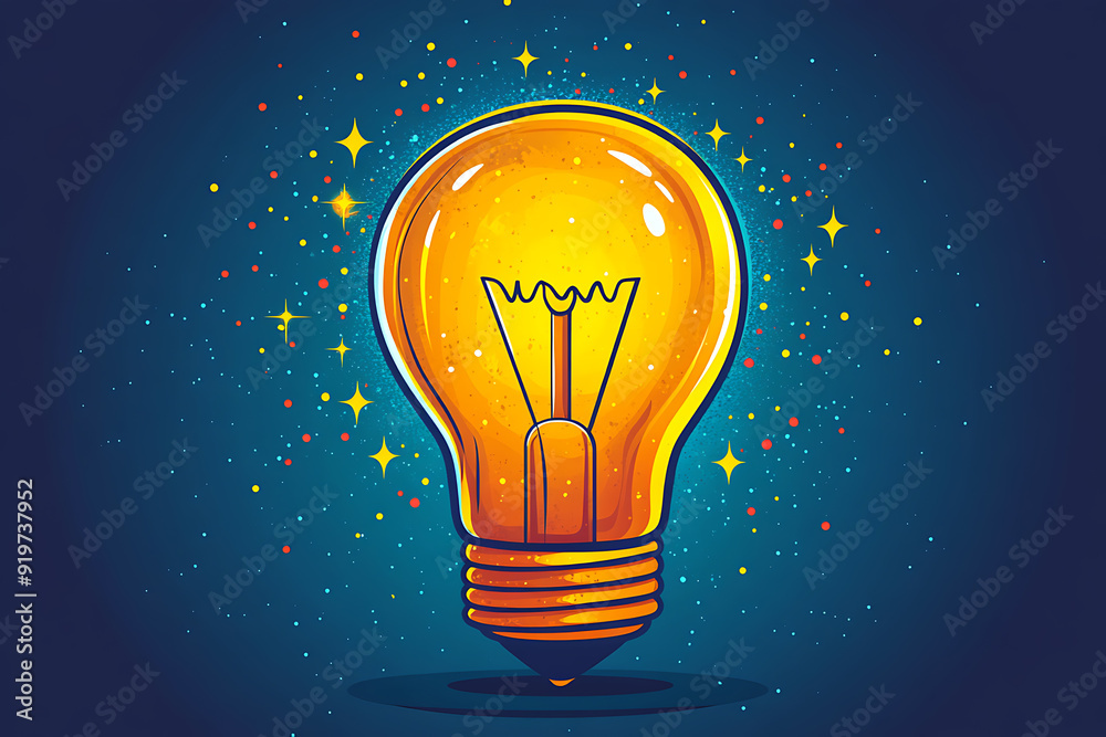 Illustrated lightbulb glowing brightly on a vibrant background, symbolizing creativity, innovation, and bright ideas.
Illustrated lightbulb glowing brightly on a vibrant background, symbolizing creativity, innovation, and bright ideas.