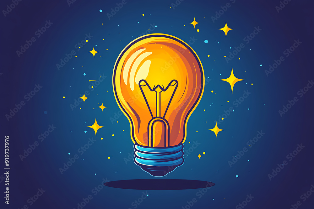 Illustrated lightbulb glowing brightly on a vibrant background, symbolizing creativity, innovation, and bright ideas.
Illustrated lightbulb glowing brightly on a vibrant background, symbolizing creativity, innovation, and bright ideas.
