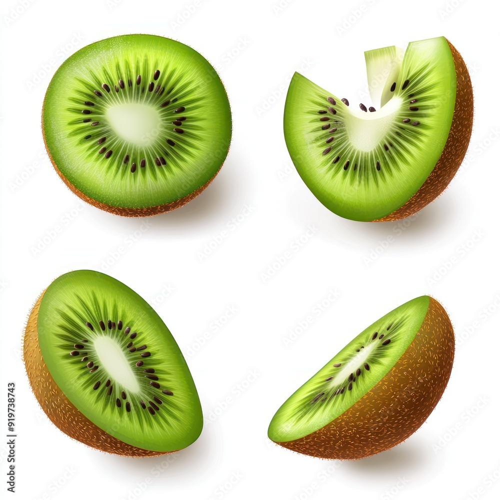 Fototapeta premium Sliced kiwi fruit isolated on white background.
