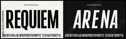 Condensed Vector Fonts. Alphabet of sans serif font with modern typography. bold and tall vector font 