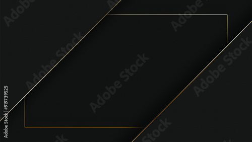 luxurious modern abstract black background with golden squire shape line 