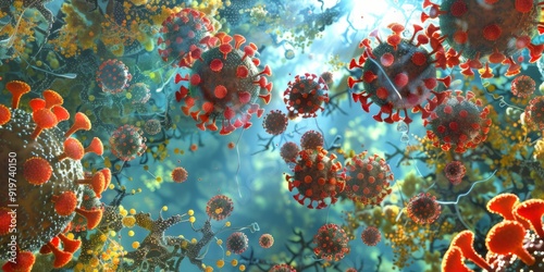 Respiratory syncytial virus particles photo