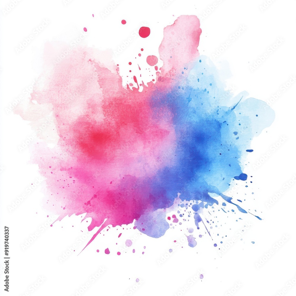 A vibrant watercolor splash of pink and blue hues, perfect for artistic and creative projects. A vibrant watercolor splash of pink and blue hues, perfect for artistic and creative projects.