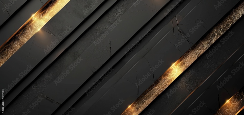 Abstract black and gold background with geometric lines. Abstract black and gold background with geometric lines.