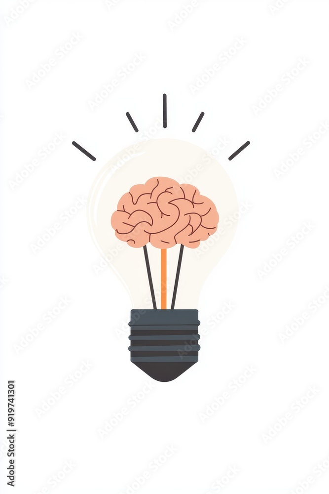 Creative illustration of a brain inside a light bulb, symbolizing innovative ideas and mental clarity. Creative illustration of a brain inside a light bulb, symbolizing innovative ideas and mental clarity.