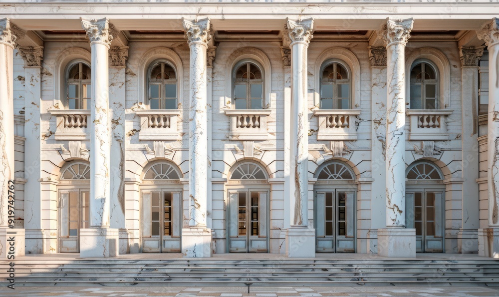 Renaissance buildings with symmetrical facades and classical columns Renaissance buildings with symmetrical facades and classical columns