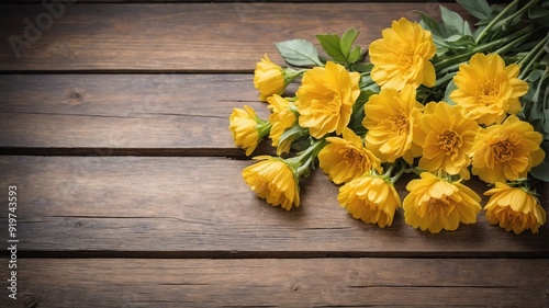 Rustic Setting with Yellow Blooms