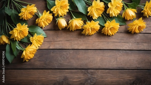 Rustic Setting with Yellow Blooms