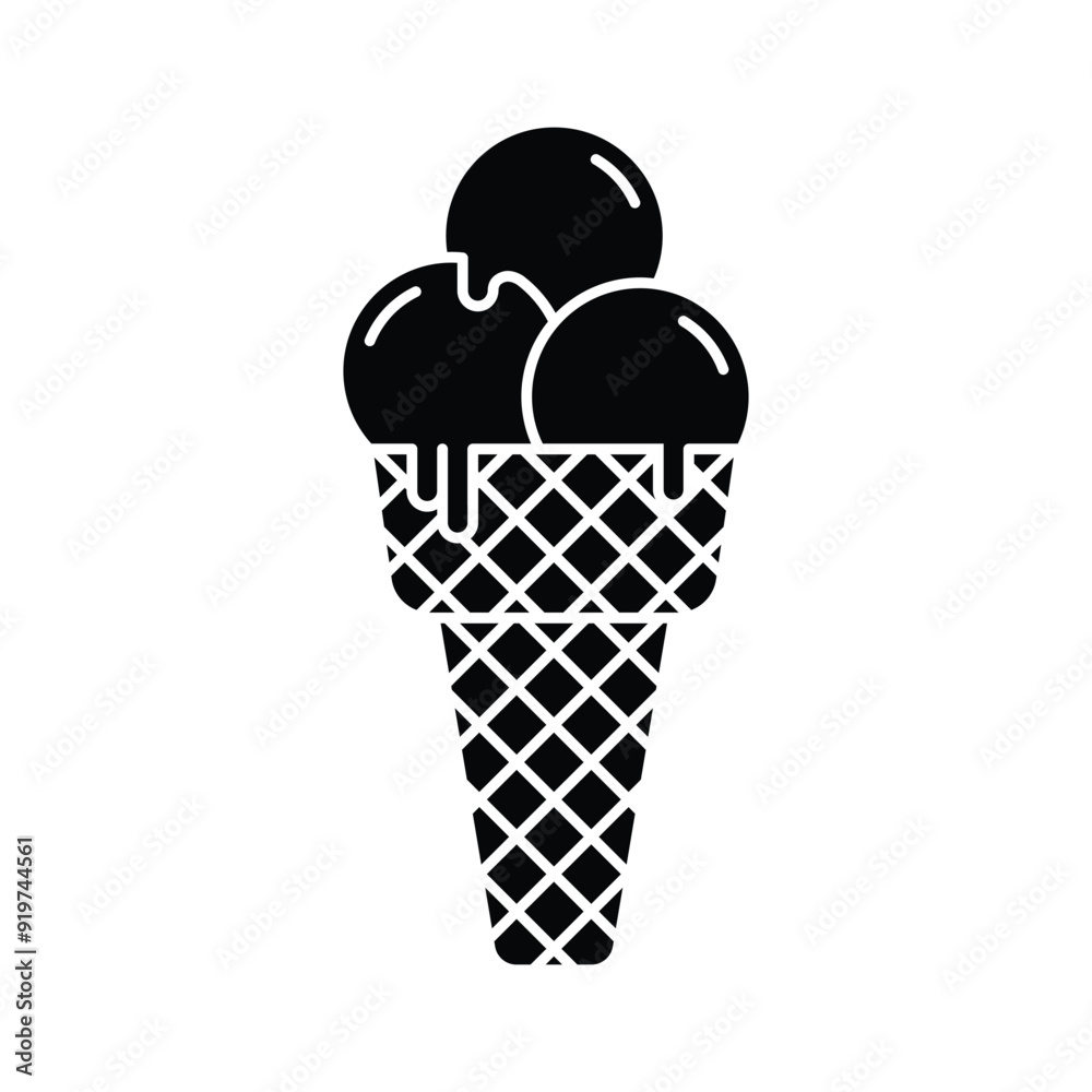 Cone ice cream vector illustration, delicious dessert, summer vacation Cone ice cream vector illustration, delicious dessert, summer vacation