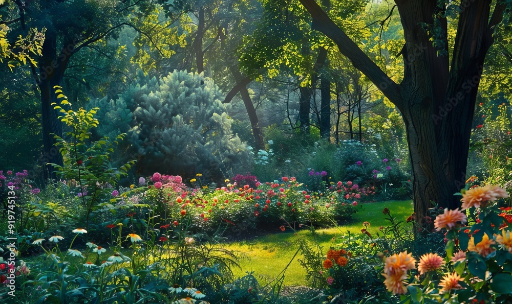 Summer nature flowers garden landscape Summer nature flowers garden landscape