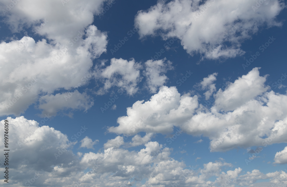 Sky replacement blue fluffy clouds over horizon against vivid blue sky 1 Sky replacement blue fluffy clouds over horizon against vivid blue sky 1