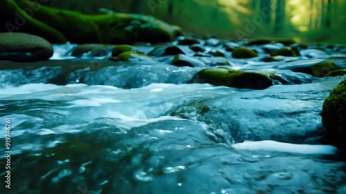 stream flowing over smooth rocks
